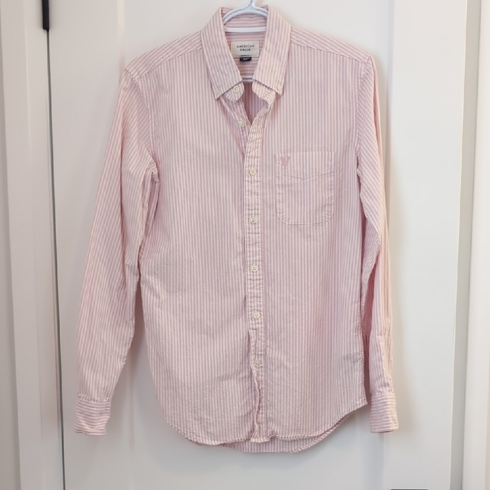 American Eagle Outfitters Light Pink Striped Shirt